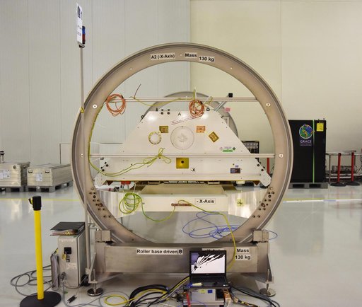 GRACE-FO Satellites in a Clean Room at Vandenberg Air Force Base