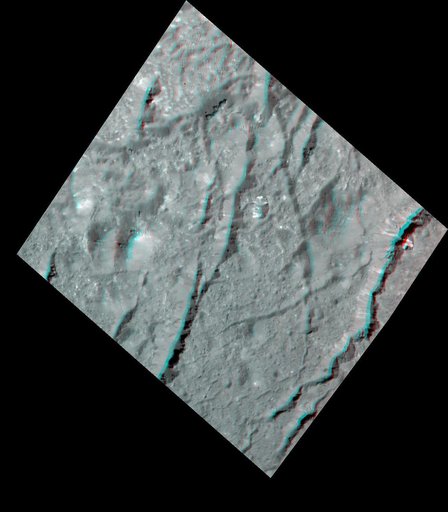 Cracks in the Floor of Occator Crater (3-D)