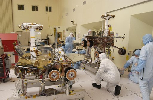 Spirit and Opportunity in High Bay 1