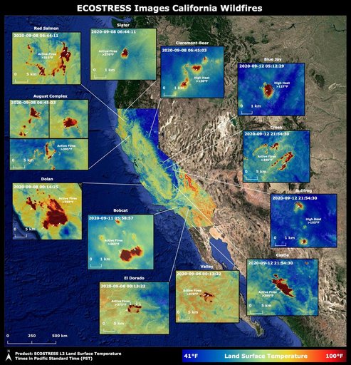 NASA's ECOSTRESS Images California Wildfires From Space