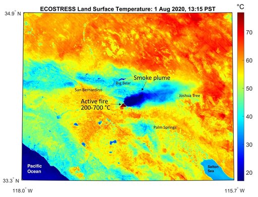 ECOSTRESS Gauges the Apple Fire's Temperature From Space