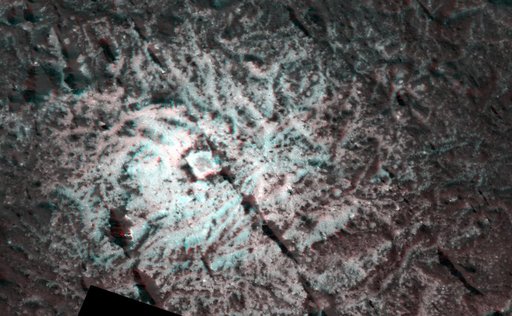 Dawn Stereo Anaglyph of Hydrothermal Pits and Domes in Occator Crater, Ceres
