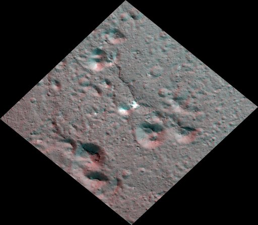 Dawn Stereo Anaglyph of Hydrothermal Deposits at Occator Crater, Ceres