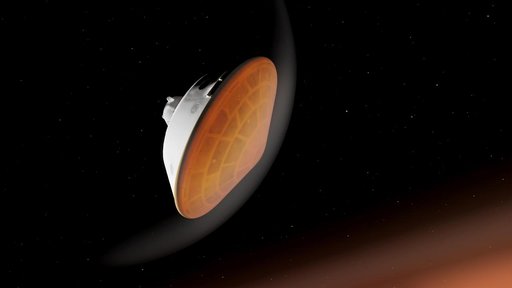 Entering the Martian Atmosphere with the Perseverance Rover (Illustration)