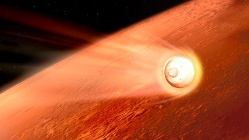 Perseverance Rover Decelerates in the Martian Atmosphere (Illustration)