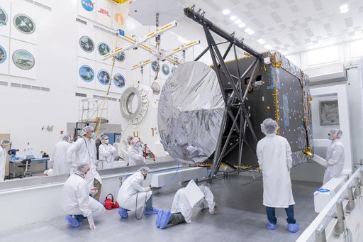 NASA's Psyche Spacecraft Chassis Welcomed Into JPL's High Bay 1