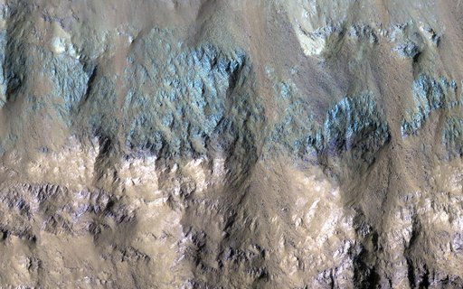 Varied Types of Rock in a Crater in Eos Chasma