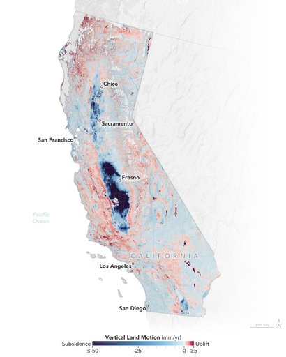 Map of California Subsidence and Uplift