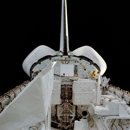 View of the Columbia's open payload bay