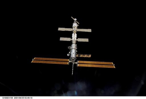Nadir view of the ISS taken during the approach of Endeavour during STS-100
