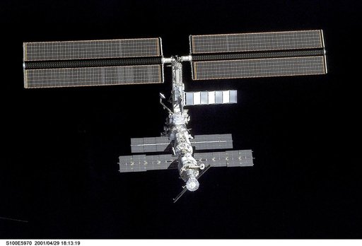View of the ISS taken during final flyaround of STS-100