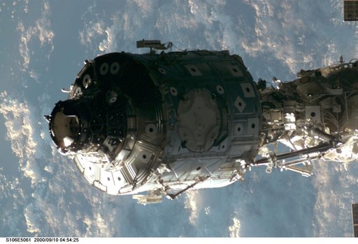 Zarya & Node 1 as Atlantis makes its initial approach during STS-106