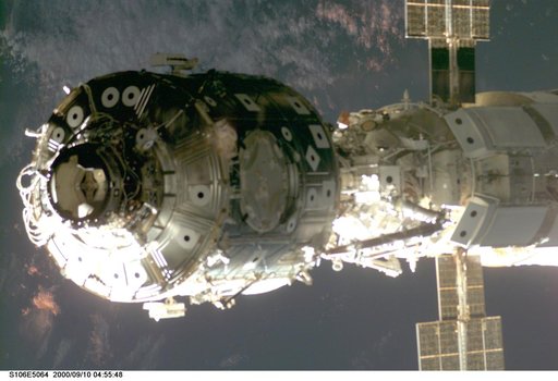 Zarya & Node 1 as Atlantis makes its initial approach during STS-106
