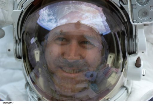 Portrait view of STS-109 MS Grunsfeld during EVA 1