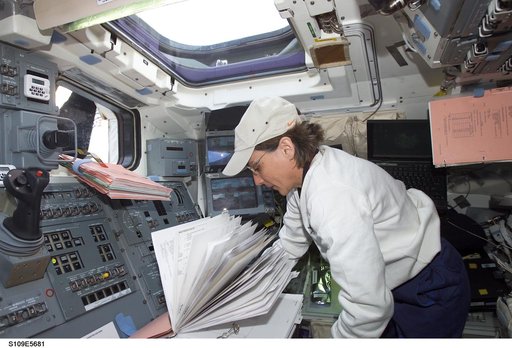 MS Currie on aft flight deck with checklist