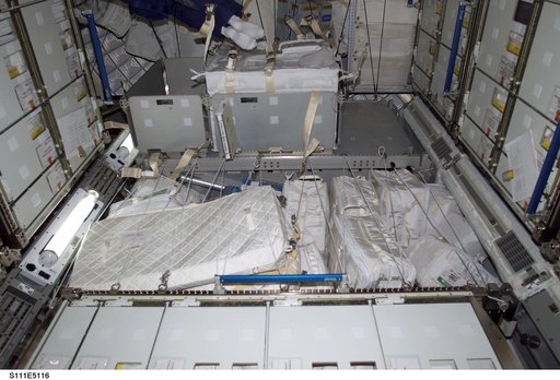 View of stowage bags and transfer items in the Leonardo MPLM taken during STS-111 UF-2
