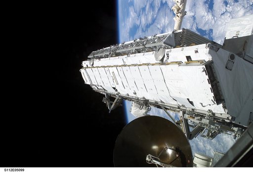 S1 truss being moved from payload bay