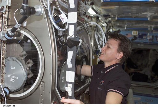 Expedition Five Science Officer Whitson in Destiny module with MSG