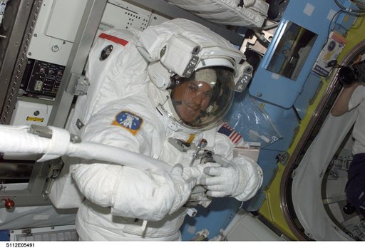 MS Wolf in airlock prior to EVA 3