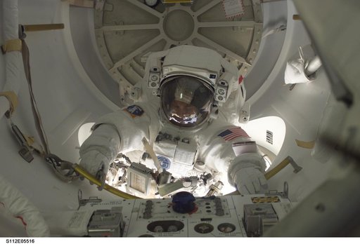 MS Wolf leaves airlock during EVA 3