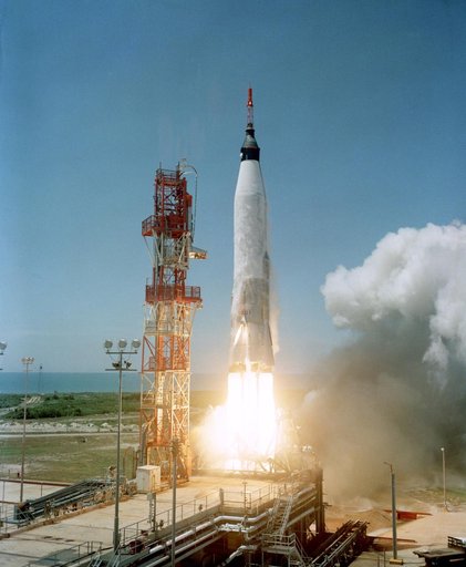 LIFTOFF - MERCURY-ATLAS (MR)-3- FLIGHT ATTEMPT - MECHANICAL ASTRONAUT - CAPE
