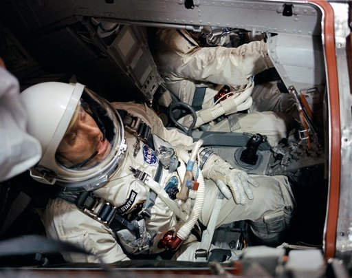 (GEMINI-TITAN [GT]-6 PREFLIGHT ACTIVITY) (PILOT INSIDE SPACECRAFT) - ASTRONAUT THOMAS P. STAFFORD - MISC. - CAPE