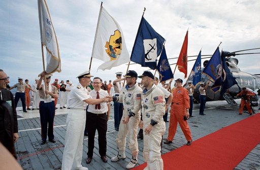 Gemini-Titan (GT)-12 Crew - Official Welcome - USS Wasp - Atlantic