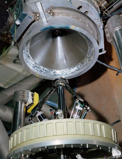 Closeup view of docking system of the Apollo spacecraft