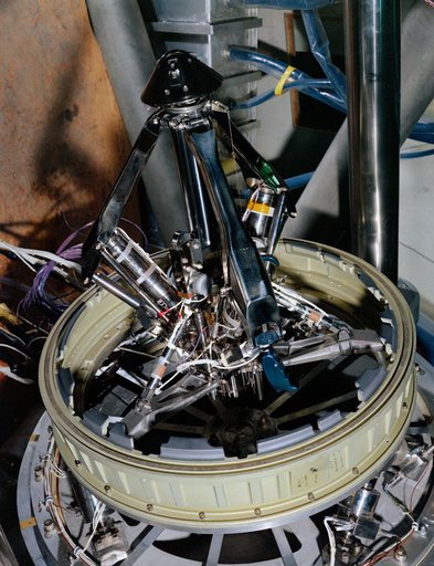 Closeup view of docking system of the Apollo spacecraft