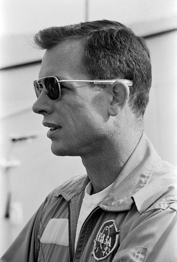 Astronaut David R. Scott on deck of ship prior to water egress training
