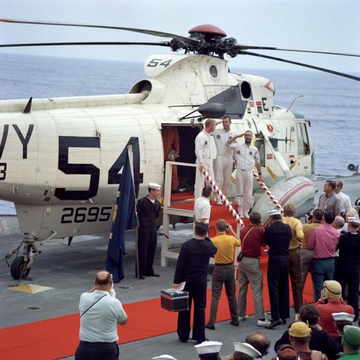 Apollo 9 Crewmen - Arrival - USS Guadalcanal