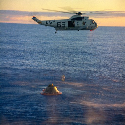 Navy Helicopter - Recovery - Apollo X Astronauts - Pacific