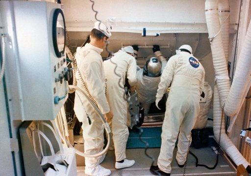 Apollo 9 crew prepares to participate in Countdown Demonstration Test