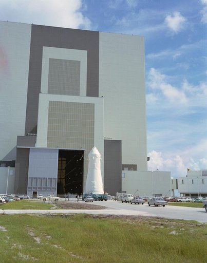 Apollo 12 spacecraft arrives at VAB during preflight preparations
