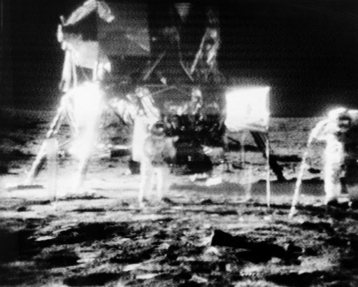 Telecast of Astronauts Armstrong and Aldrin by the Lunar Module