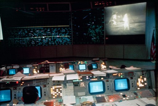 View of Mission Control Center (MCC) - Lunar Surface - Apollo XI - Extravehicular Activity (EVA) - MSC