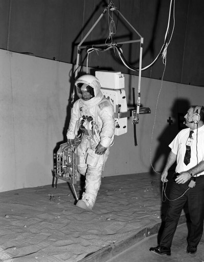 Apollo 13 Astronaut James Lovel during lunar surface simulation training