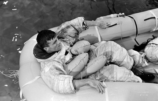 Apollo 13 Astronaut Fred Haise during water egress training