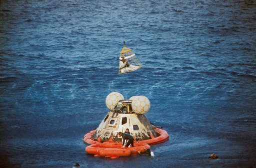 Apollo 13 crew recovery after splashdown