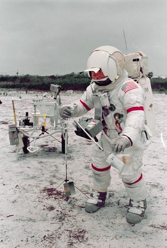 Astronaut Alan B. Shepard in lunar surface simulation training
