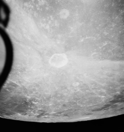 View of crater Proclus on lunar nearside as photographed by Apollo 15