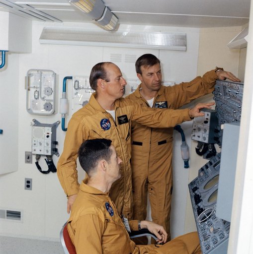 Skylab 2 crew during "open house" press day at Manned Spacecraft Center (MSC)