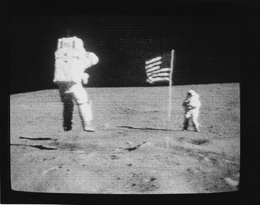 TV Transmission Images - Apollo/Saturn (A/S)-XVI Crewmen - Lunar Surface - Poor Quality.