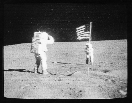 TV Transmission Images - Apollo-Saturn (AS)-XVI Crewmen - Lunar Surface (Poor Quality)