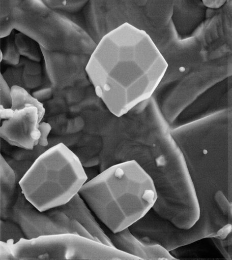 Scanning electron microscope view of iron crystal