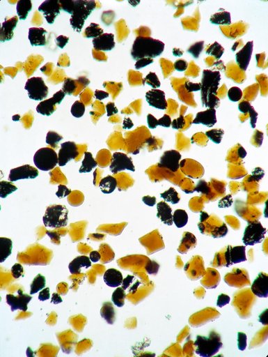 PHOTOMICROGRAPH  - SPHERE FRAGMENTS - "ORANGE" SOIL - APOLLO 17 - MSC