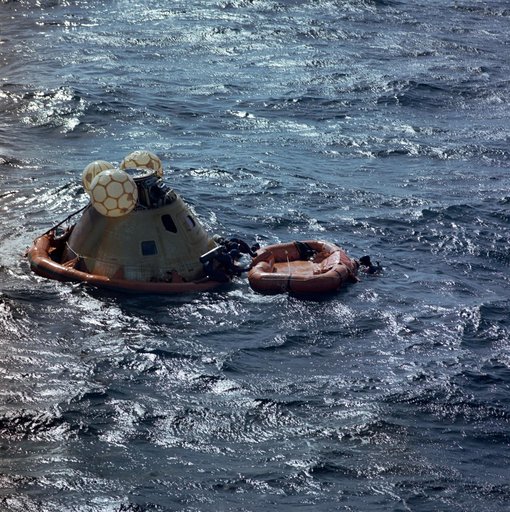 Navy Swimmers Assist - Recovery of Skylab (SL)-3 Command Module (CM) - Pacific