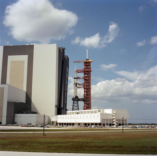 Saturn 1B space vehicle for ASTP moves from VAB to launch complex