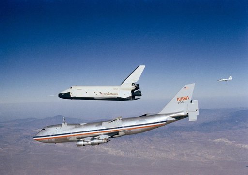 The Orbiter 101 "Enterprise" separates from the NASA 747 carrier aircraft