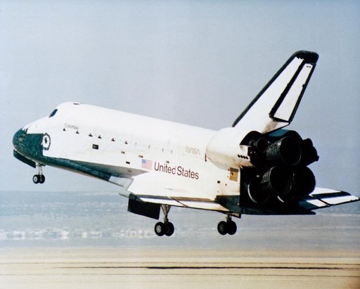 Space Shuttle orbiter Columbia touches down at Edwards Air Force Base